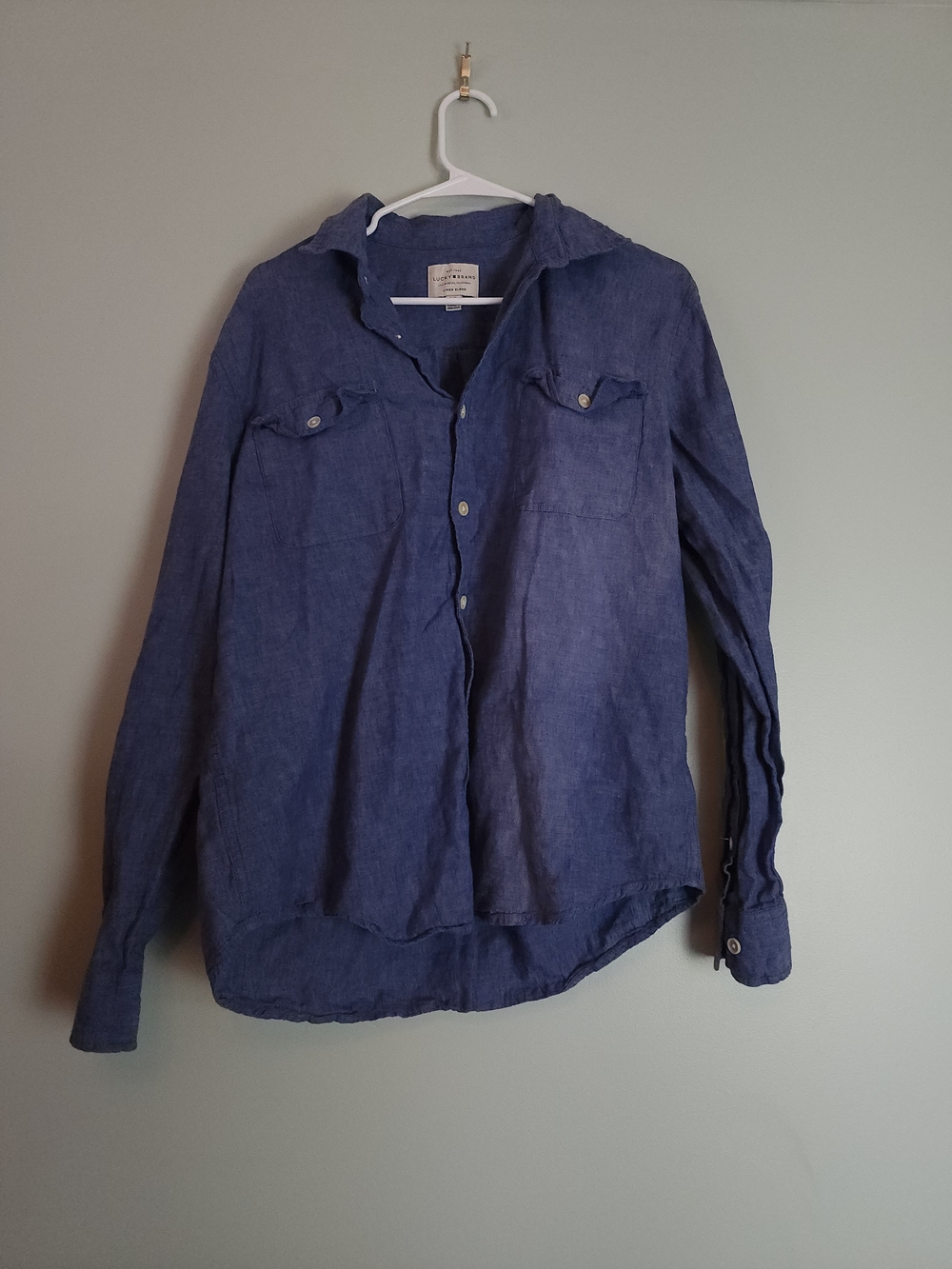 Lucky Brand Navy Indigo Textured Long-Sleeve Button-Down Shirt